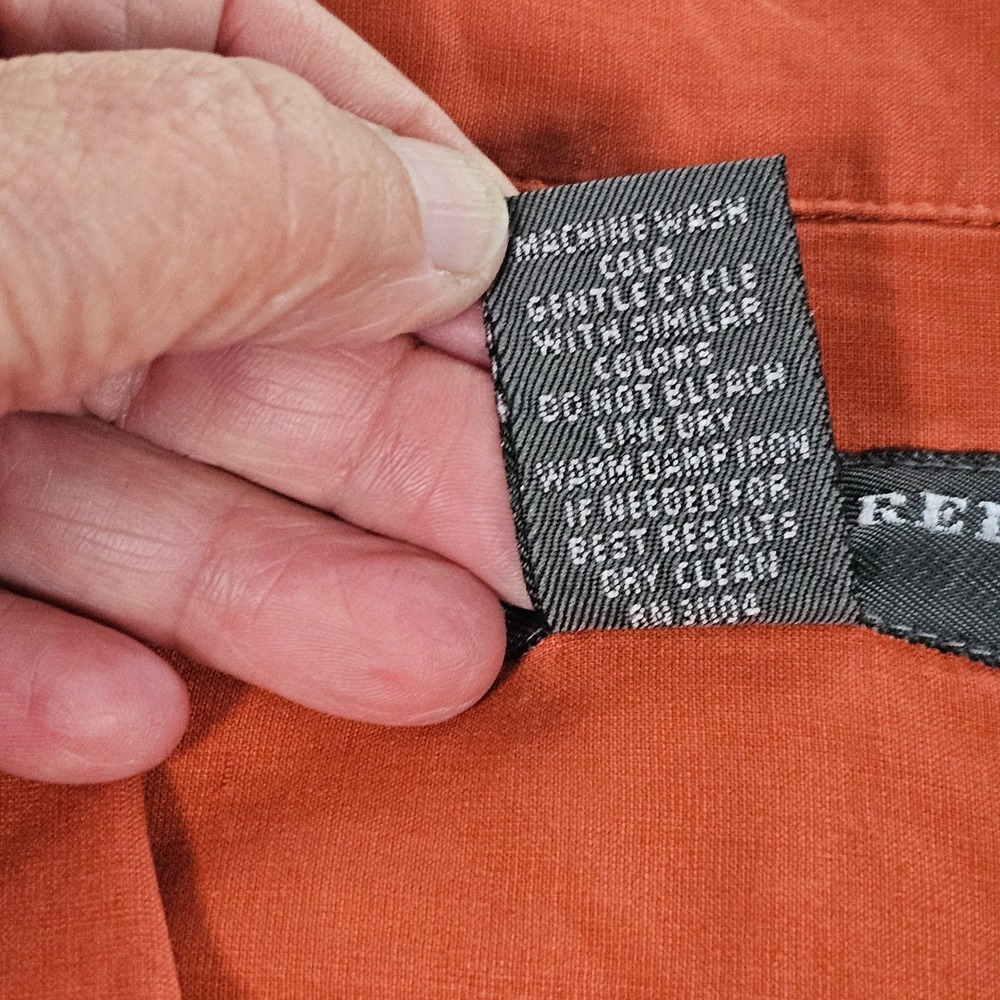 Saddlebred Mens Silk Blend Floral Embroidered Button Front Shirt Burnt Orange L - Picture 7 of 10
